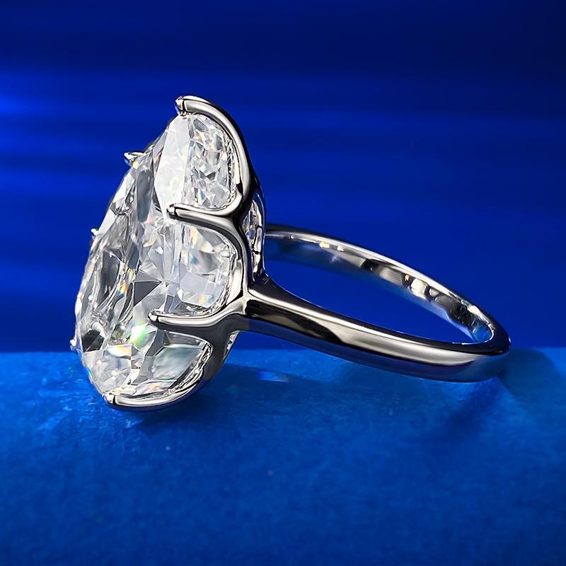 NO.033 S920ng silver Pear Ice Flower Cut Pear Ring 12*18mm 8A Cubic Zirconia Ring fashion jewelry accessory woman girl promise ring Springtok