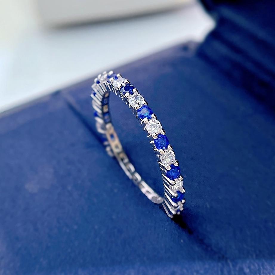 NO.096 S925 Sterling Silver Color Fine Row Ring 6A Cubic Zirconia Ring fashion jewelry accessory woman girl promise ring Springtok
