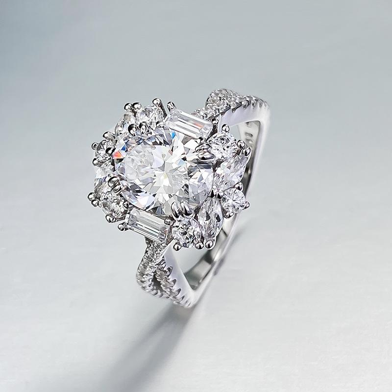 NO.057 S925 sterling silver oval cut ring 7*9mm 6A cubic zirconia ring fashion jewelry accessory woman girl promise ring Springtok