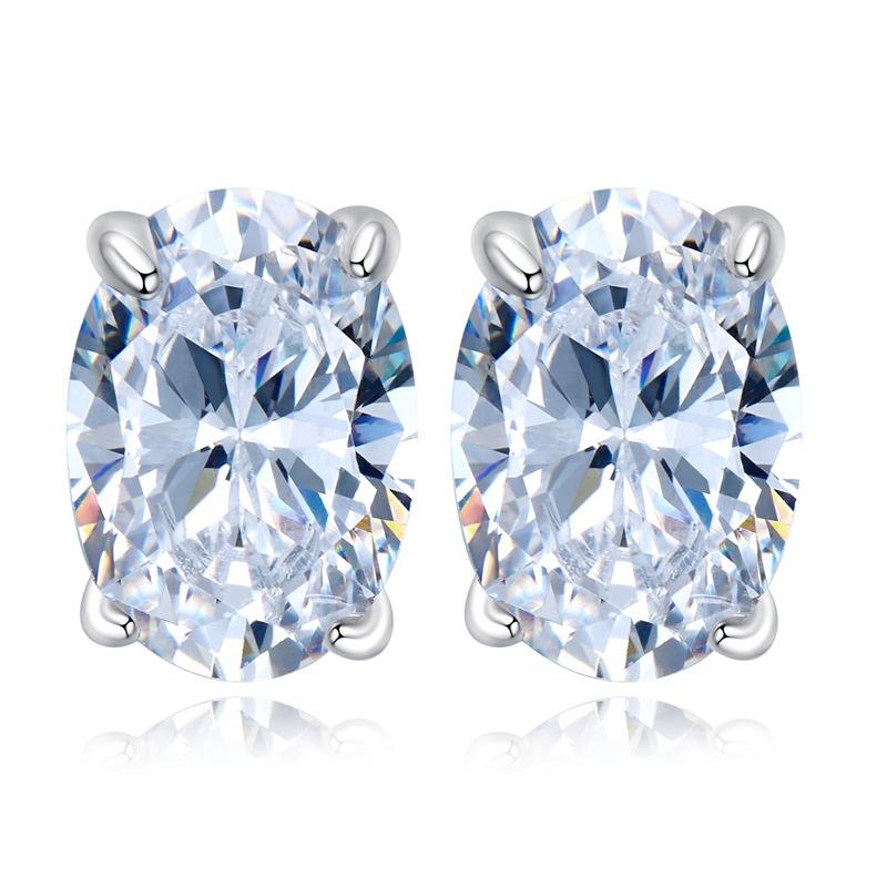 NO.188 S925 Sterling Silver Oval Cut Oval Earrings 5*7 6A Cubic Zirconia Earrings Glittering daily life Earrings Springtok