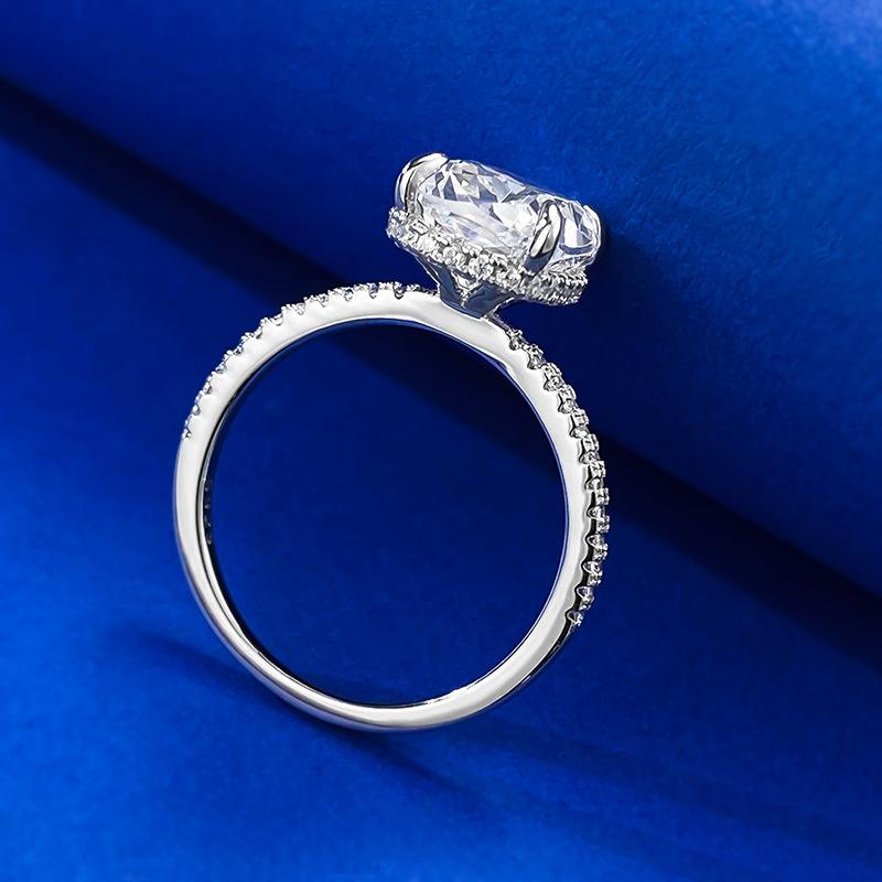 NO.021 S925 Sterling Silver Ice Flower cut Cushion Ring 8*10mm 8A cubic zirconia ring fashion jewelry accessory woman girl promise ring Springtok