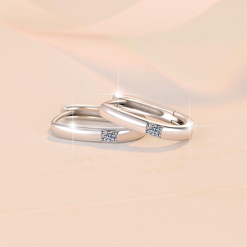 NO.177 S925 Sterling Silver Simple Circle Earrings Synthetic Moissanite Glittering Daily Life Earrings Springtok