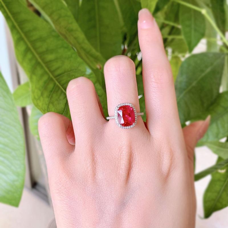 NO.052 S925 sterling silver oval cut cushion shape Ring 8*10mm 8A cubic zirconia ring fashion jewelry accessory woman girl promise ring Springtok