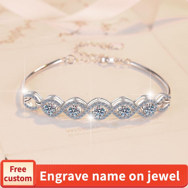 NO.210 S925 Sterling Silver Five Stars Bracelet Synthetic Moissanite Bracelet