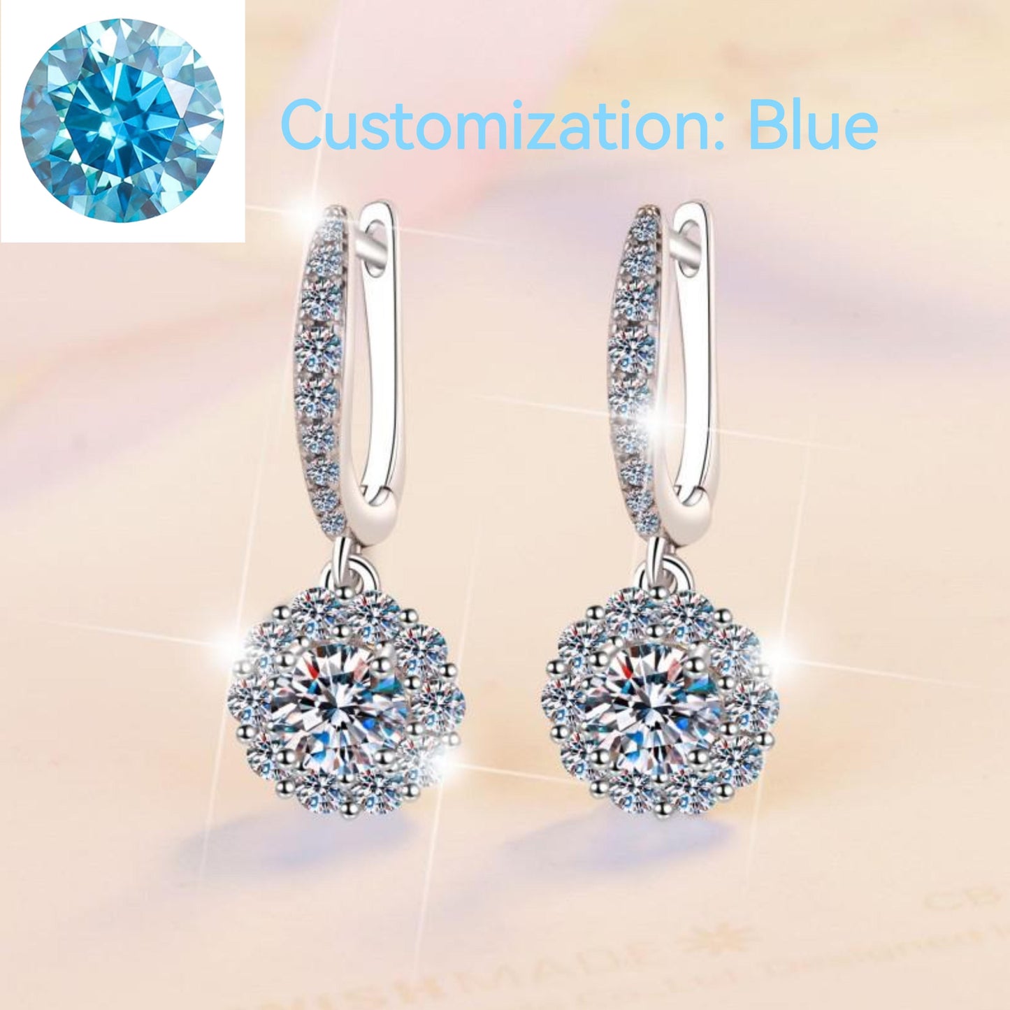 NO.173 S925 Sterling Silver Flower Dangling Earrings Round Earrings Glittering daily life Earrings Springtok