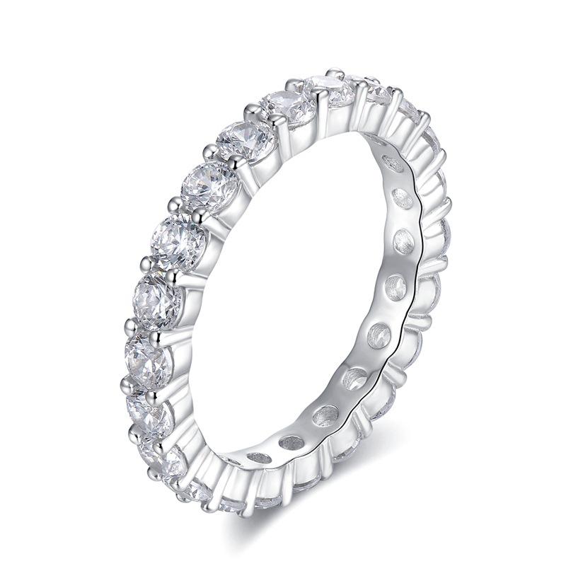 NO.098 S925 Sterling Silver Row Ring 6A Cubic Zirconia Ring ring fashion jewelry accessory woman girl promise ring Springtok