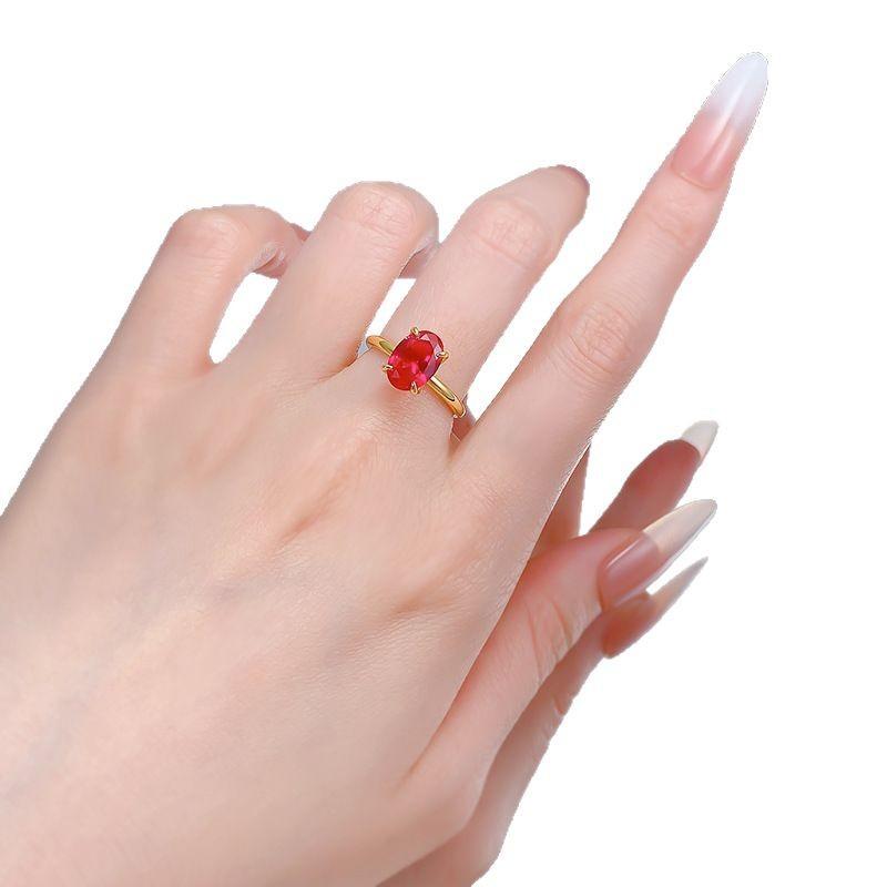 NO.060 S925 sterling silver oval cut ring 7*10mm 6A cubic zirconia ring fashion jewelry accessory woman girl promise ring Springtok