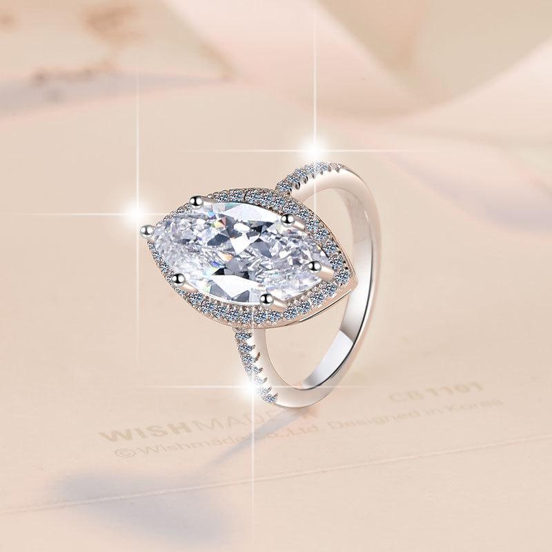 NO.078 8A Cubic Zirconia S925 Sterling Silver Horse Eye Ring fashion jewelry accessory woman girl promise ring Springtok