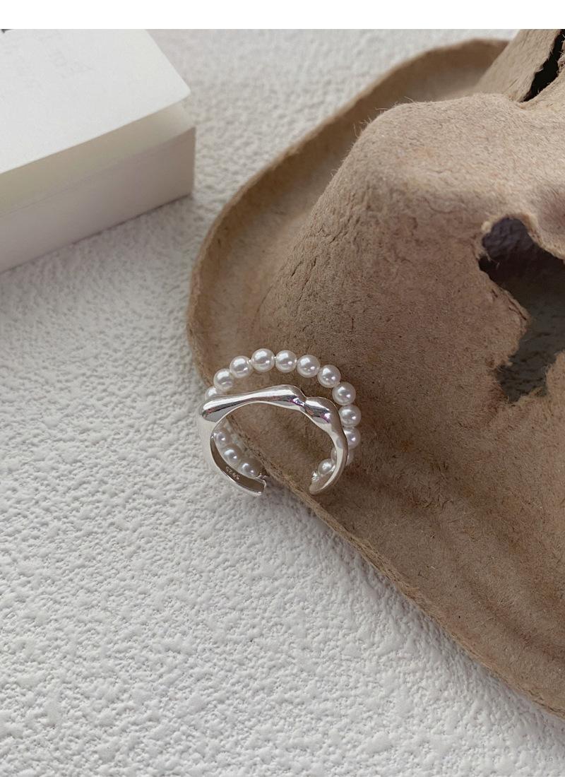 S925 Sterling Silver Double-Layer Pearl Ring for Women Switchable Index Finger Ring-512(45%)