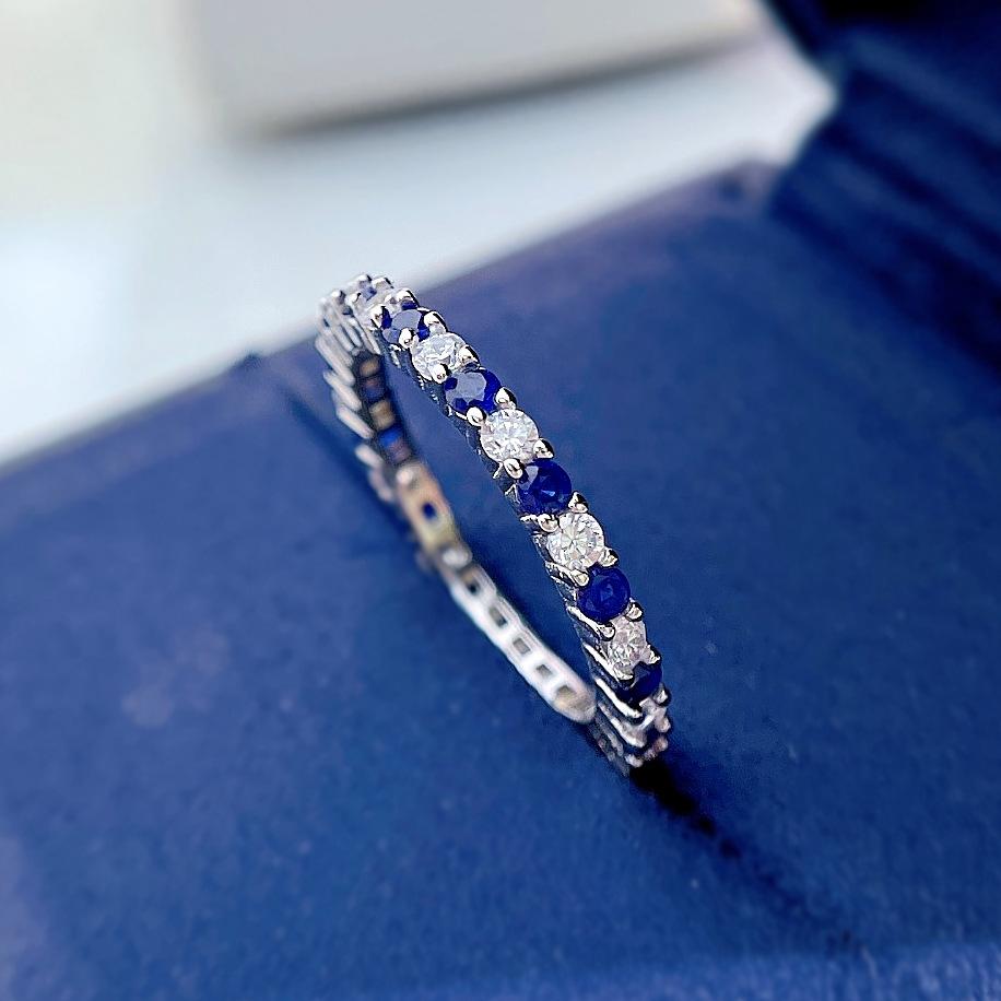 NO.096 S925 Sterling Silver Color Fine Row Ring 6A Cubic Zirconia Ring fashion jewelry accessory woman girl promise ring Springtok