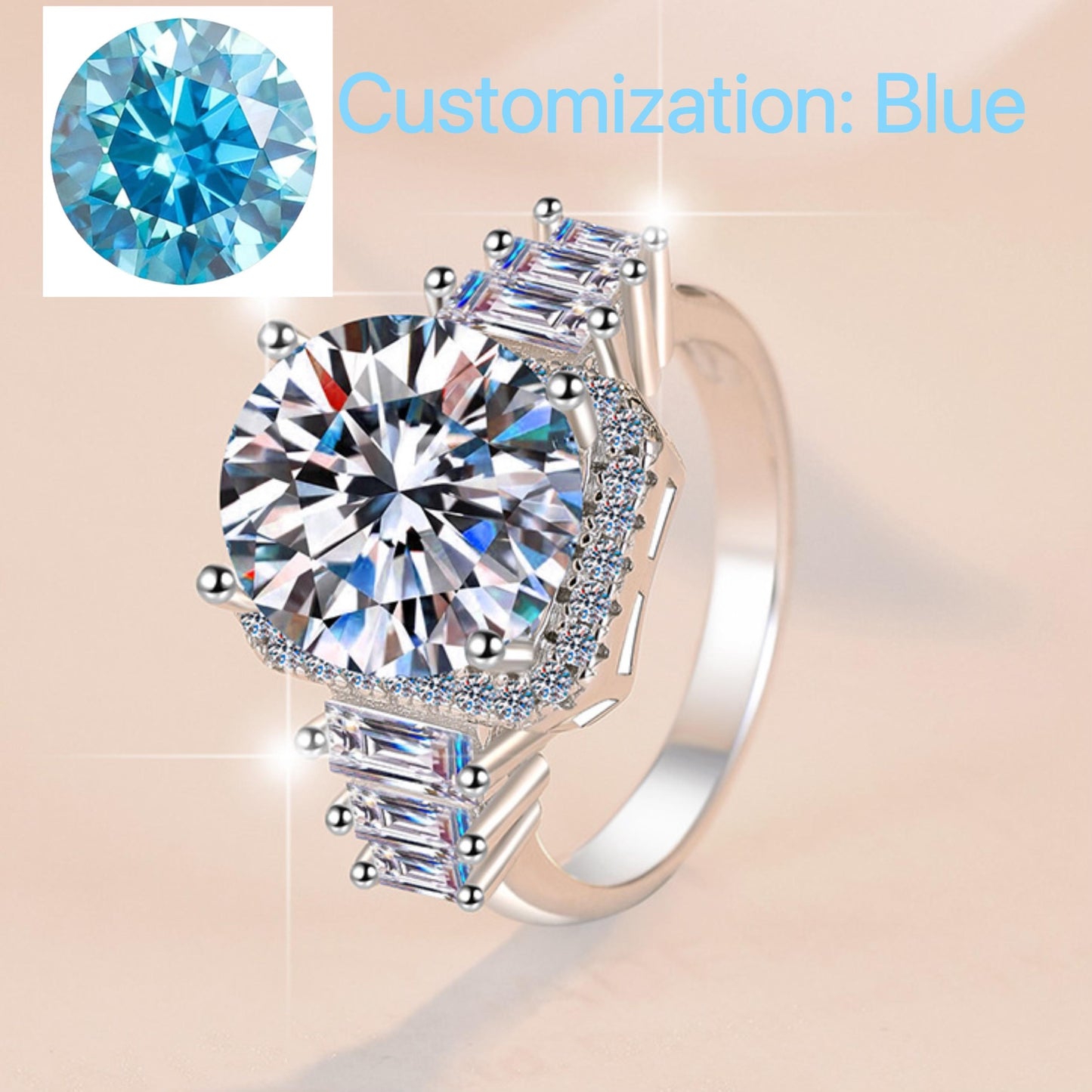 NO.125 S925 sterling silver 5 carat synthetic ring moissanite ring fashion jewelry accessory woman girl promise ring Springtok