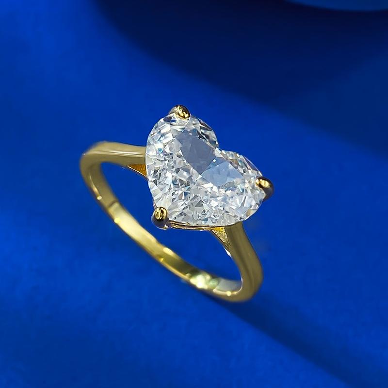 NO.085 S925 Sterling Silver Ice Flower Cut Fat Heart Ring 10*8mm 8A Cubic Zirconia Ring - Elegant Luxury Wedding Ring for Daily Life and Engagements fashion jewelry accessory woman girl promise ring Springtok