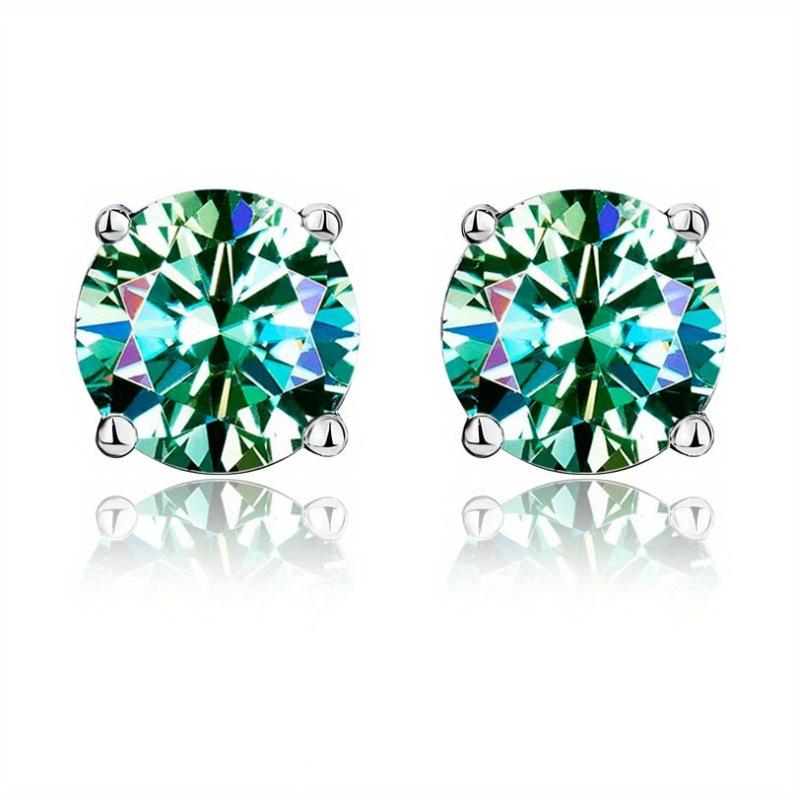 NO.159 S925 Sterling Silver High Grade Synthetic Moissanite Four-Claw Stud Earrings Glittering daily life Earrings Springtok