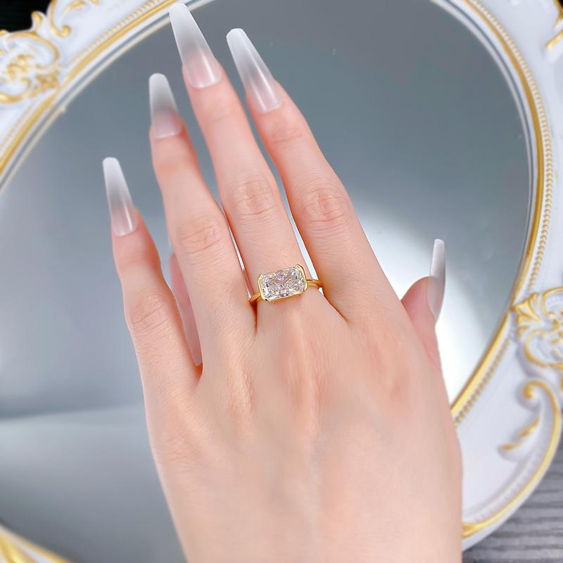 NO.013 S925 Sterling Silver Ice Flower cut rectangular ring 7*11mm 8A cubic zirconia ring fashion jewelry accessory woman girl promise ring Springtok