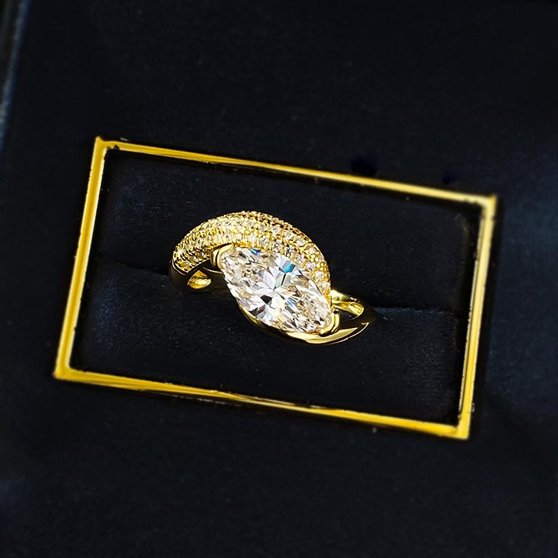 NO.076 S925 Sterling Silver Marquise Ring 6*12mm 6A Cubic Zirconia Ring fashion jewelry accessory woman girl promise ring Springtok