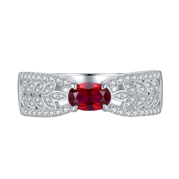 NO.062 S925 Sterling Silver Oval Cut Wheat Red with Hollow Design Ring 4 * 6mm 6A Zirconia for Elegant Luxury Daily Life and Engagement Gifts fashion jewelry accessory woman girl promise ring Springtok