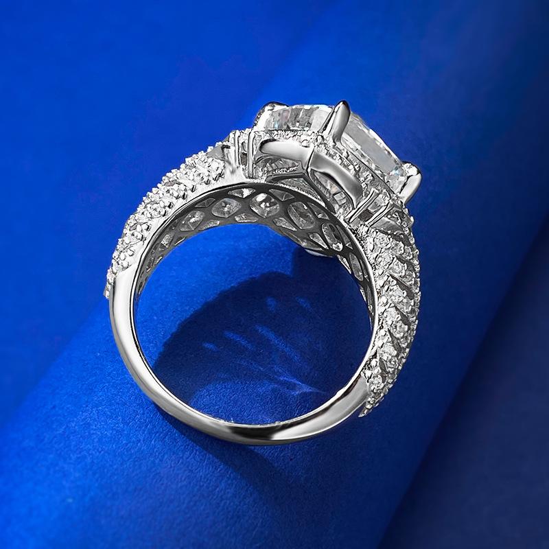 NO.087 S925 Sterling Silver Ice Flower Cut Round Ring 10*10 8A Cubic Zirconia Ring fashion jewelry accessory woman girl promise ring Springtok