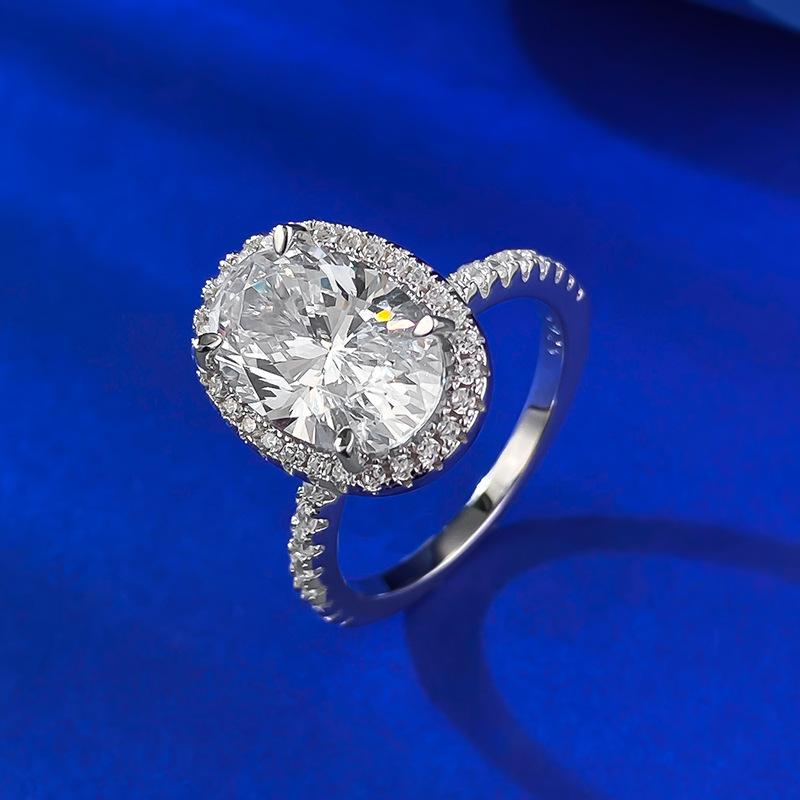 NO.045 S925 Sterling Silver Oval Cut Pigeon Eggs Ring 8*12 6A Cubic Zirconia Ring fashion jewelry accessory woman girl promise ring Springtok