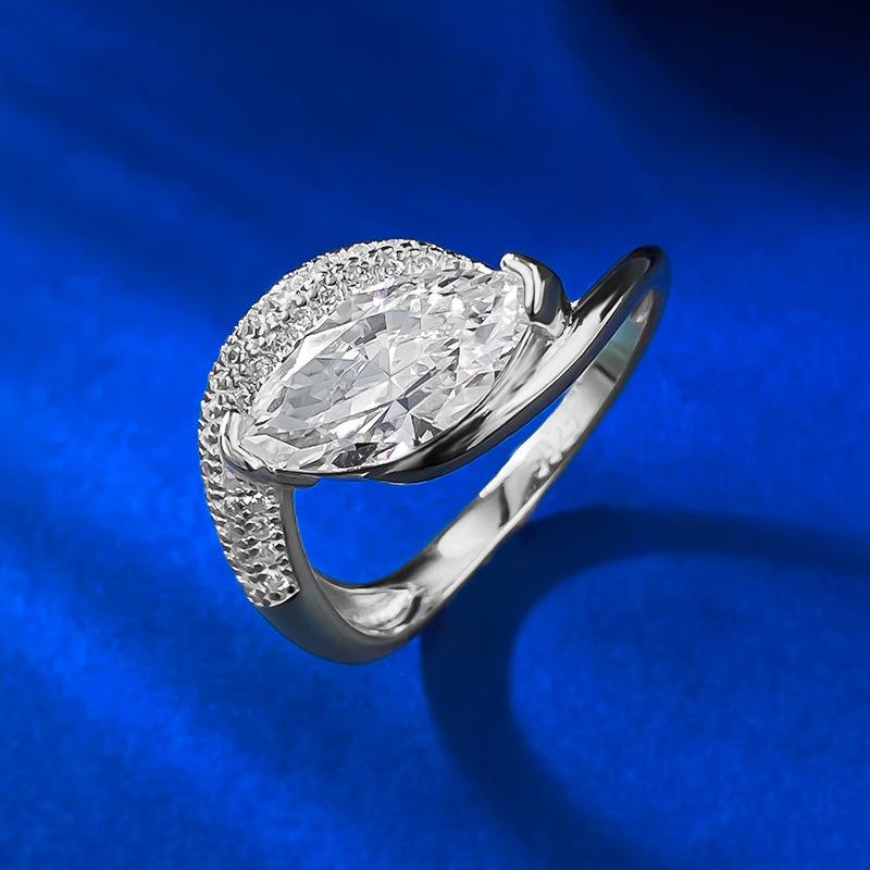 NO.076 S925 Sterling Silver Marquise Ring 6*12mm 6A Cubic Zirconia Ring fashion jewelry accessory woman girl promise ring Springtok