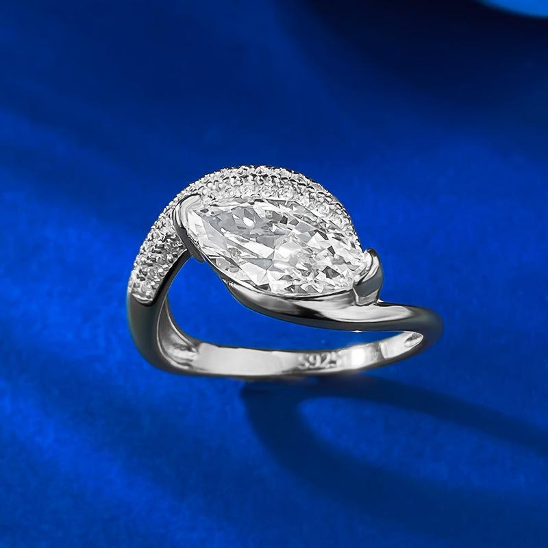 NO.076 S925 Sterling Silver Marquise Ring 6*12mm 6A Cubic Zirconia Ring fashion jewelry accessory woman girl promise ring Springtok