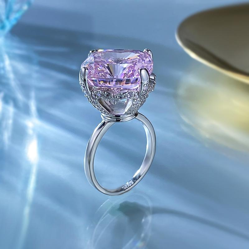 NO.020 S925 Sterling Silver Radian Cut High Carbon Ring 15*15 8A Cubic Zirconia Ring fashion jewelry accessory woman girl promise ring Springtok