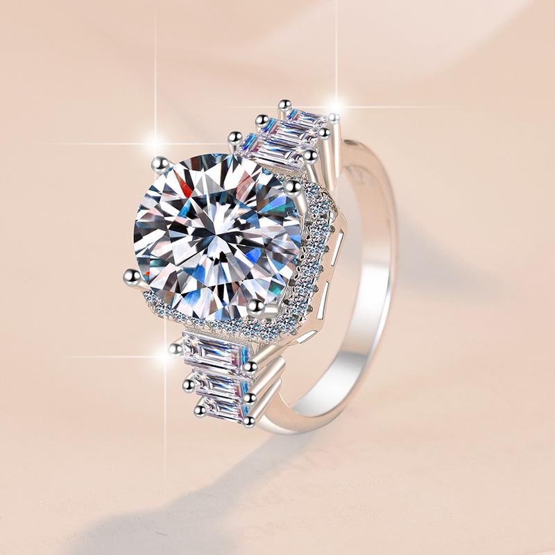 NO.125 S925 sterling silver 5 carat synthetic ring moissanite ring fashion jewelry accessory woman girl promise ring Springtok