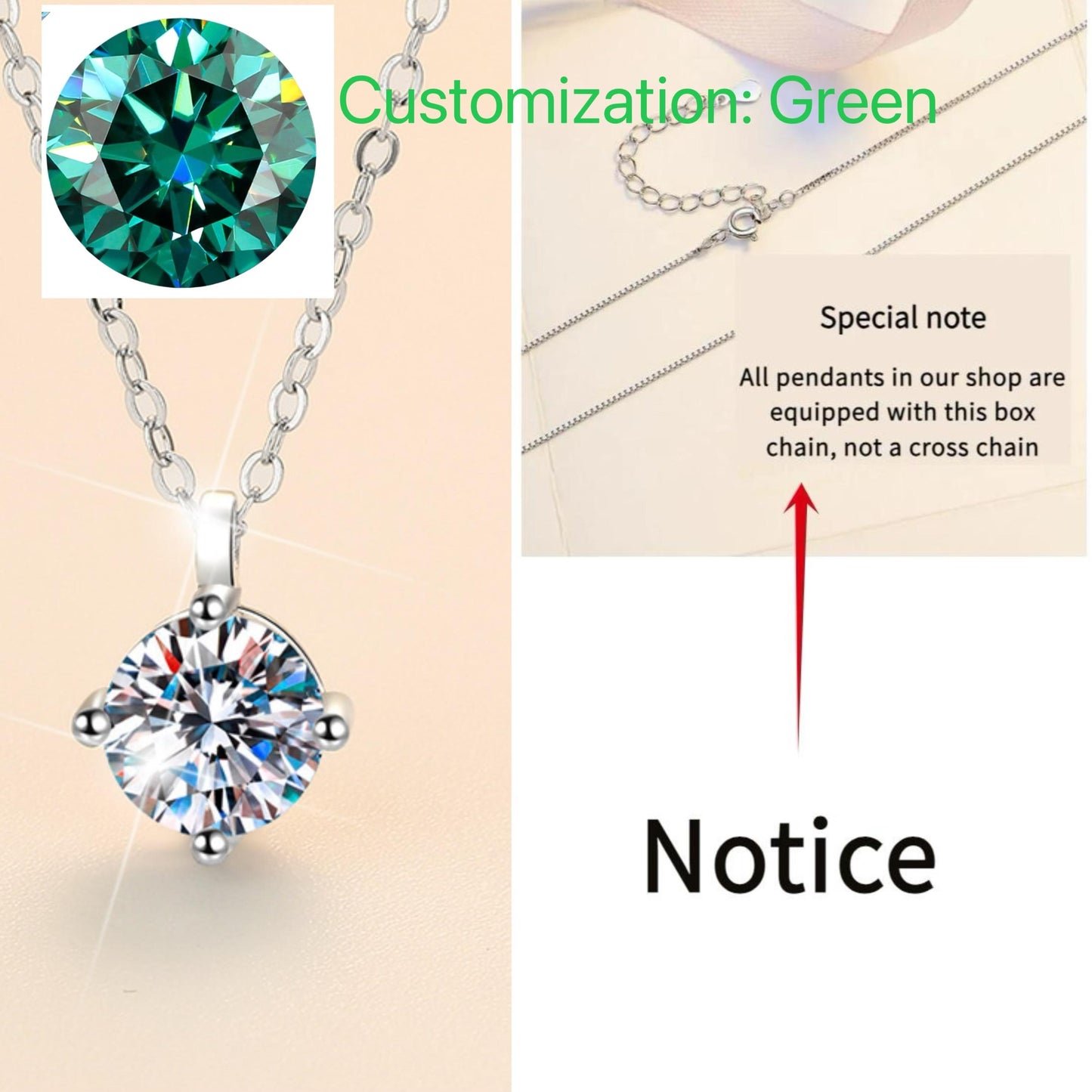 NO.193 S925 Sterling Silver round Four-Claw Necklace Synthetic Moissanite Necklace Birthday Gift Minimalist Pendant Necklace Springtok
