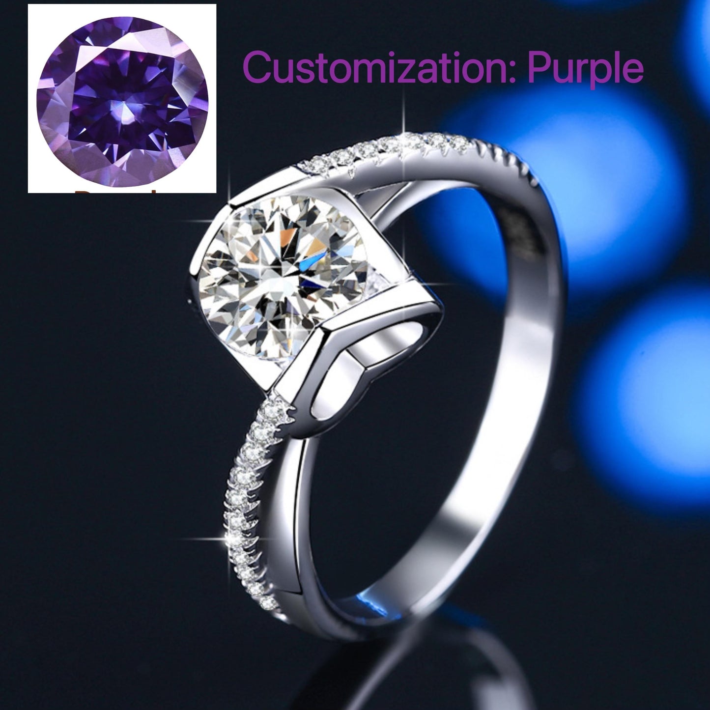 NO.120 S925 Sterling Silver Angel Kiss Ring Synthetic Moissanite Ring fashion jewelry accessory woman girl promise ring Springtok