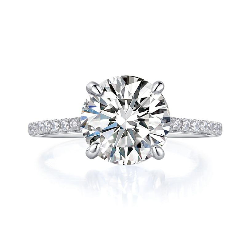NO.081 S925 Sterling Silver Eight Arrows And Eight Hearts Cut Round Ring 8mm 6A Cubic Zirconia Ring fashion jewelry accessory woman girl promise ring Springtok