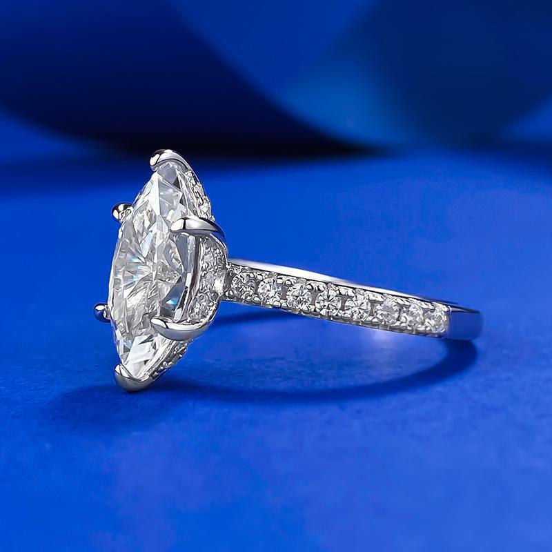 NO.002 S925 Sterling Silver Marquise Cut Horse Eye Ring 6*12mm 8A Cubic Zirconia Ring fashion jewelry accessory woman girl promise ring Springtok