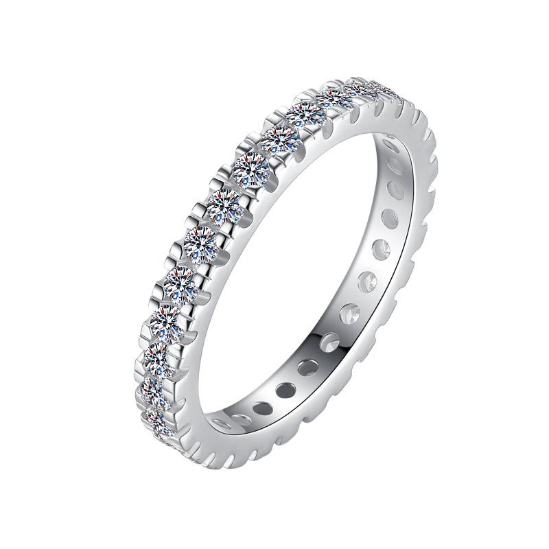 NO.147 S925 Sterling Silver Ring Full Inlay Synthetic Moissanite fashion jewelry accessory woman girl promise ring Springtok