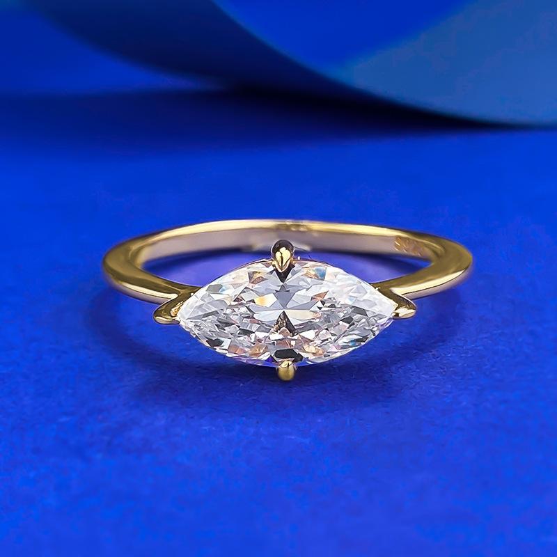 NO.077 S925 Sterling Silver Marquise Ring 6*12mm with 6A Cubic Zirconia - Three-Piece Ring Set for Elegant Luxury and Daily Life Use fashion jewelry accessory woman girl promise ring Springtok