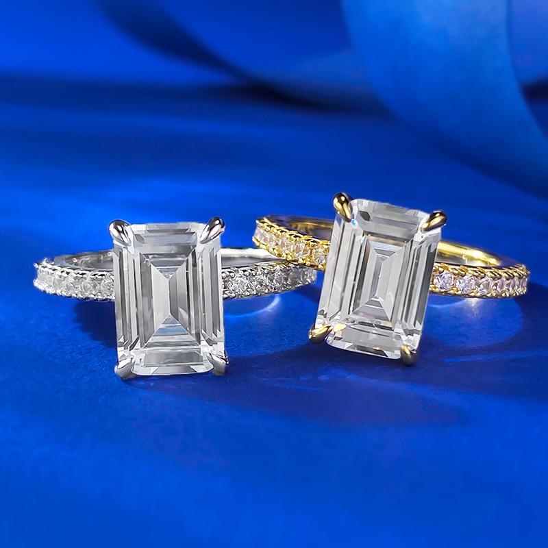 NO.069 S925 Sterling Silver Grandma Cut Square Sugar Ring 7*10mm 6A Cubic Zirconia Ring fashion jewelry accessory woman girl promise ring Springtok