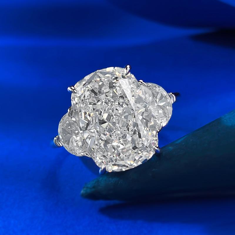 NO.047 S925 Sterling Silver Ice Flower Cut Pigeon eggs Ring 9*13 8A Cubic Zirconia Ring fashion jewelry accessory woman girl promise ring Springtok