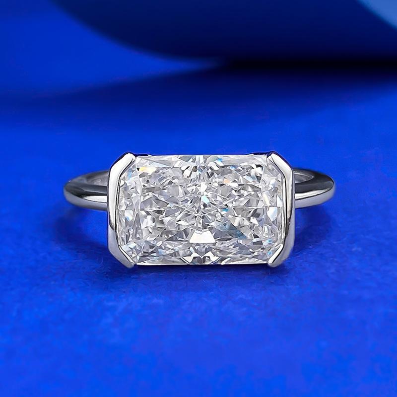 NO.012 S925 Sterling Silver Ice Flower cut rectangular ring 7*11mm 8A cubic zirconia ring fashion jewelry accessory woman girl promise ring Springtok