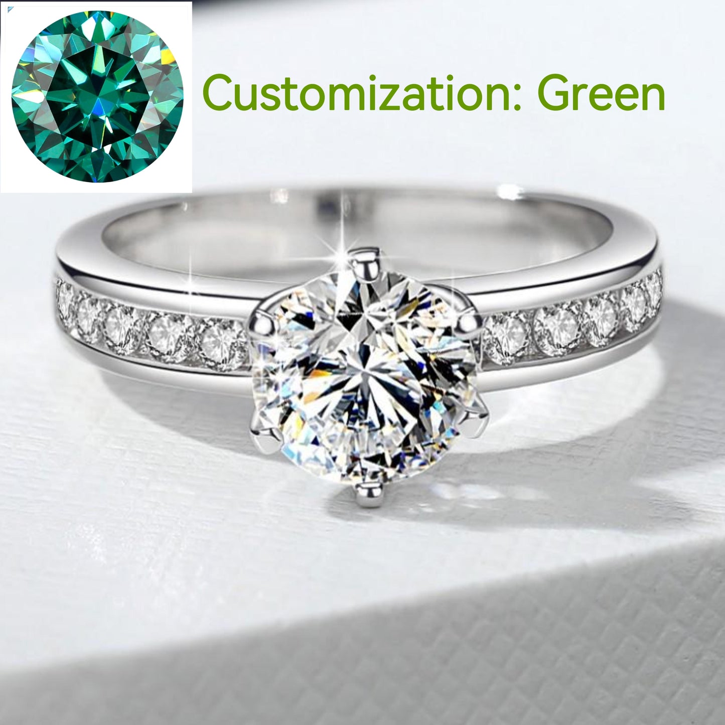 NO.108 S925 Sterling Silver Ring Six-Claw Crown Synthetic Moissanite fashion jewelry accessory woman girl promise ring Springtok