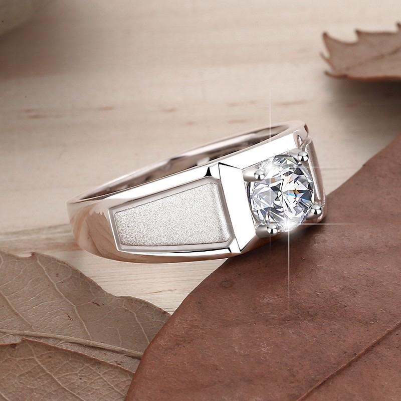 NO.154 S925 Sterling Silver Frosted Ring Crown Synthetic Moissanite fashion jewelry accessory promise ring Springtok Men's Ring