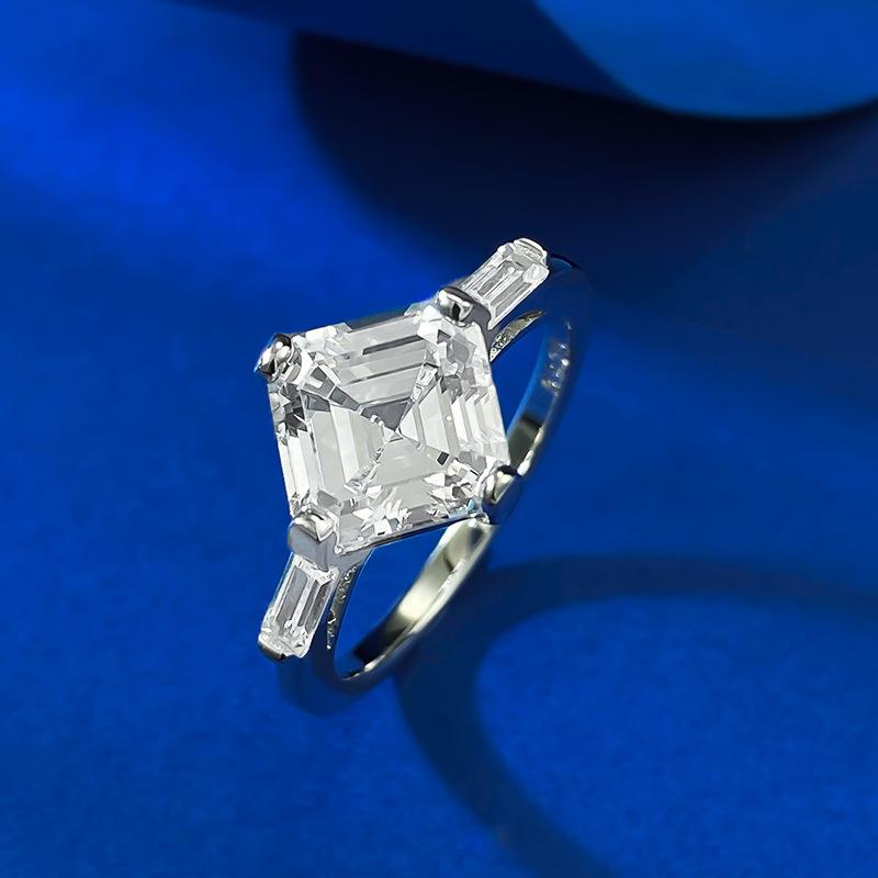 NO.026 S925 Sterling Silver Asscher Cut Square Ring 8*8mm 8A Cubic Zirconia Ring fashion jewelry accessory woman girl promise ring Springtok