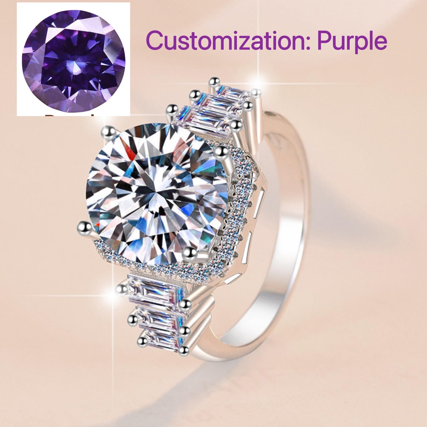 NO.125 S925 sterling silver 5 carat synthetic ring moissanite ring fashion jewelry accessory woman girl promise ring Springtok