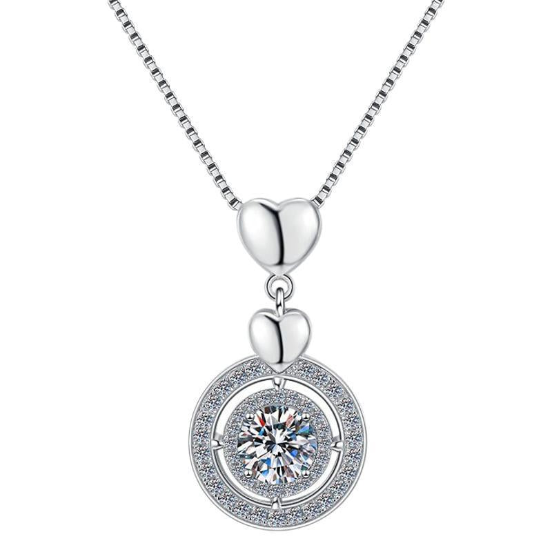 NO.203 S925 Sterling Silver Synthetic Moissanite Halo Necklace Birthday Gift Minimalist Pendant Necklace Springtok