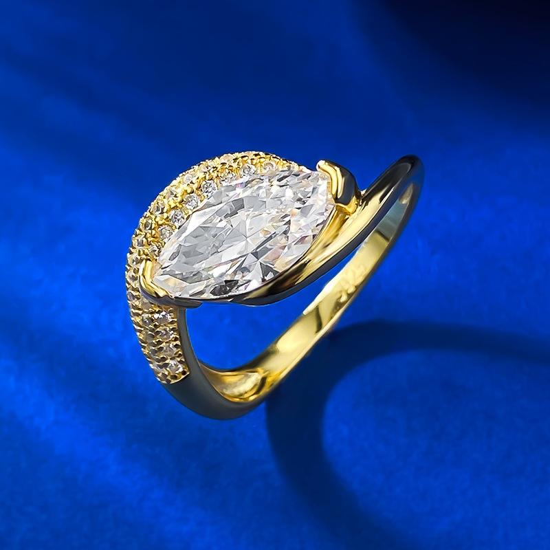 NO.076 S925 Sterling Silver Marquise Ring 6*12mm 6A Cubic Zirconia Ring fashion jewelry accessory woman girl promise ring Springtok
