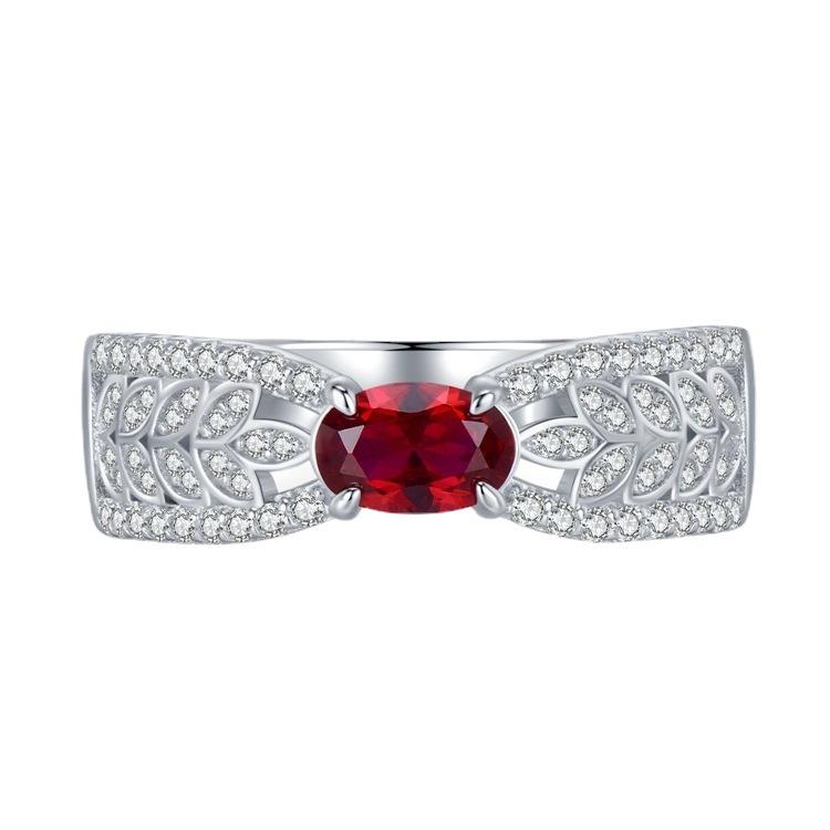 NO.062 S925 Sterling Silver Oval Cut Wheat Red with Hollow Design Ring 4 * 6mm 6A Zirconia for Elegant Luxury Daily Life and Engagement Gifts fashion jewelry accessory woman girl promise ring Springtok