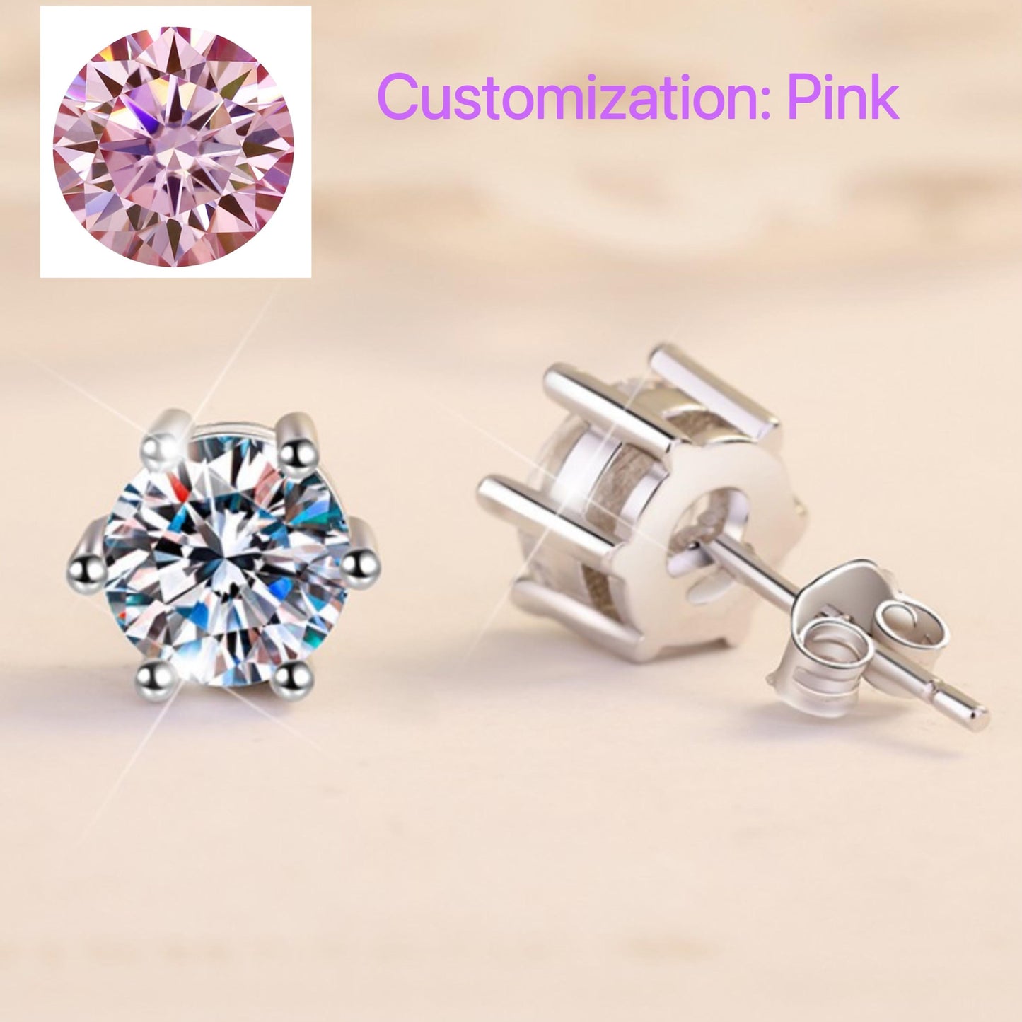 NO.163 S925 Sterling Silver Six-Claw Crown Stud Earring Synthetic Moissanite Earrings Glittering daily life Earrings Springtok