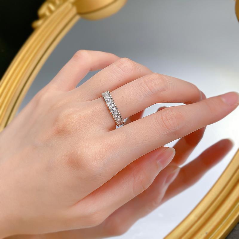 NO.097 S925 Sterling Silver Single Row Starry Ring 6A Cubic Zirconia Ring Daily Wear fashion jewelry accessory woman girl promise ring Springtok