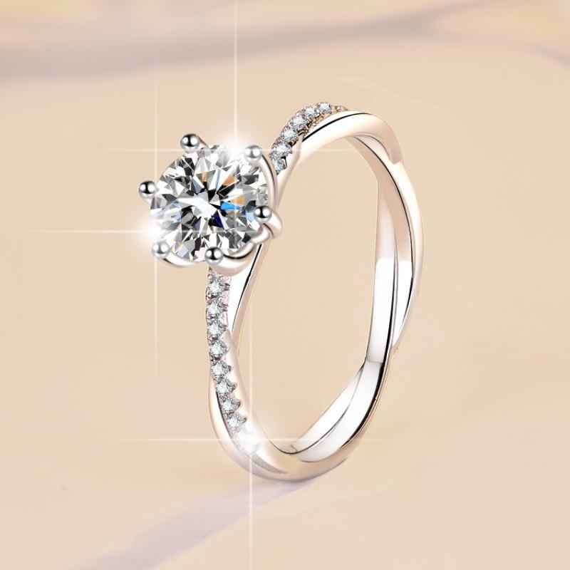 NO.113 S925 Sterling Silver Love Interwoven Ring Synthetic Moissanite Ring fashion jewelry accessory woman girl promise ring Springtok