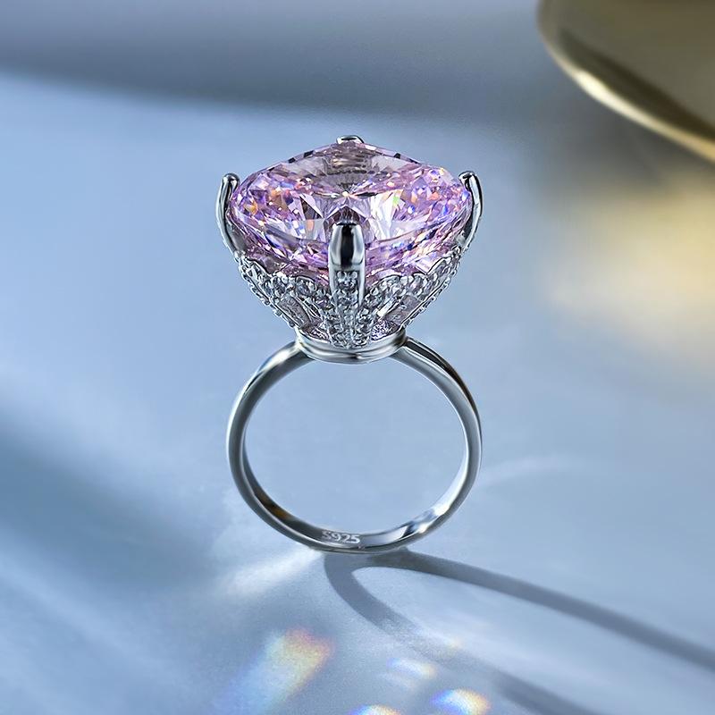NO.020 S925 Sterling Silver Radian Cut High Carbon Ring 15*15 8A Cubic Zirconia Ring fashion jewelry accessory woman girl promise ring Springtok