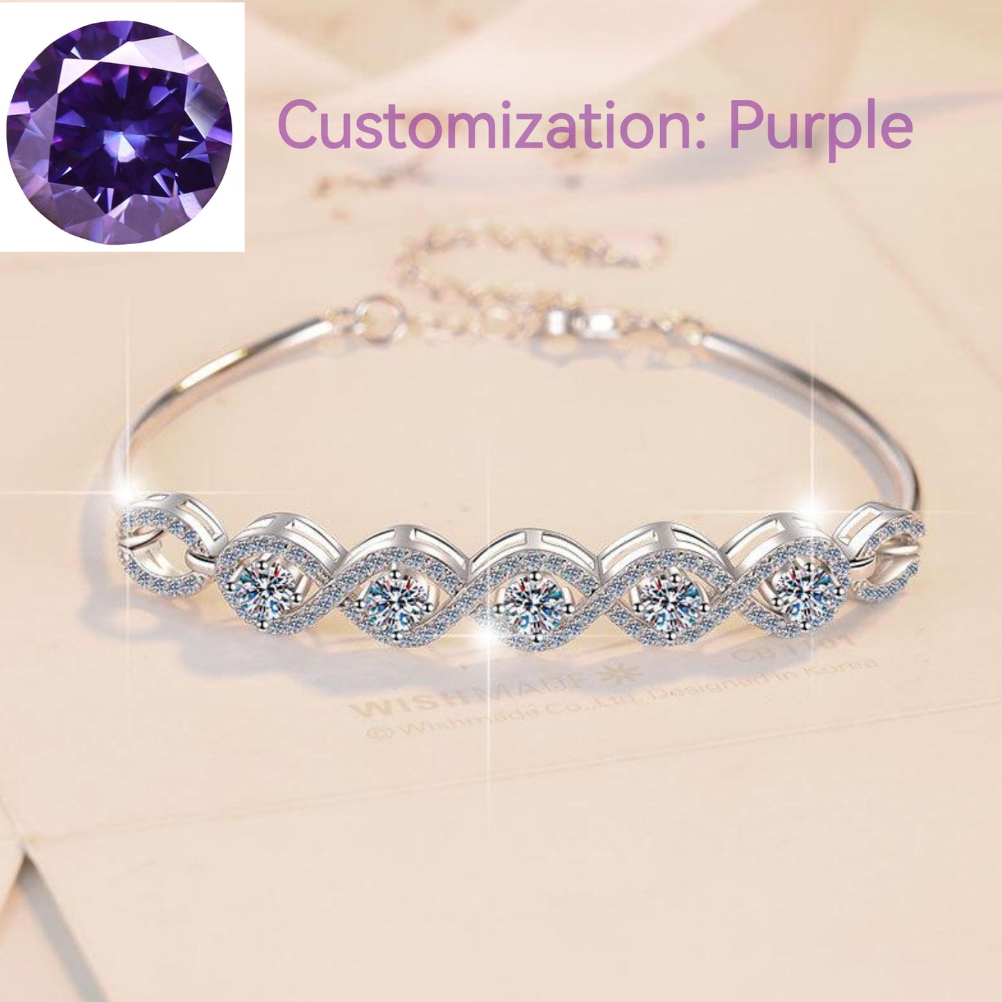 NO.210 S925 Sterling Silver Five Stars Bracelet Synthetic Moissanite Bracelet