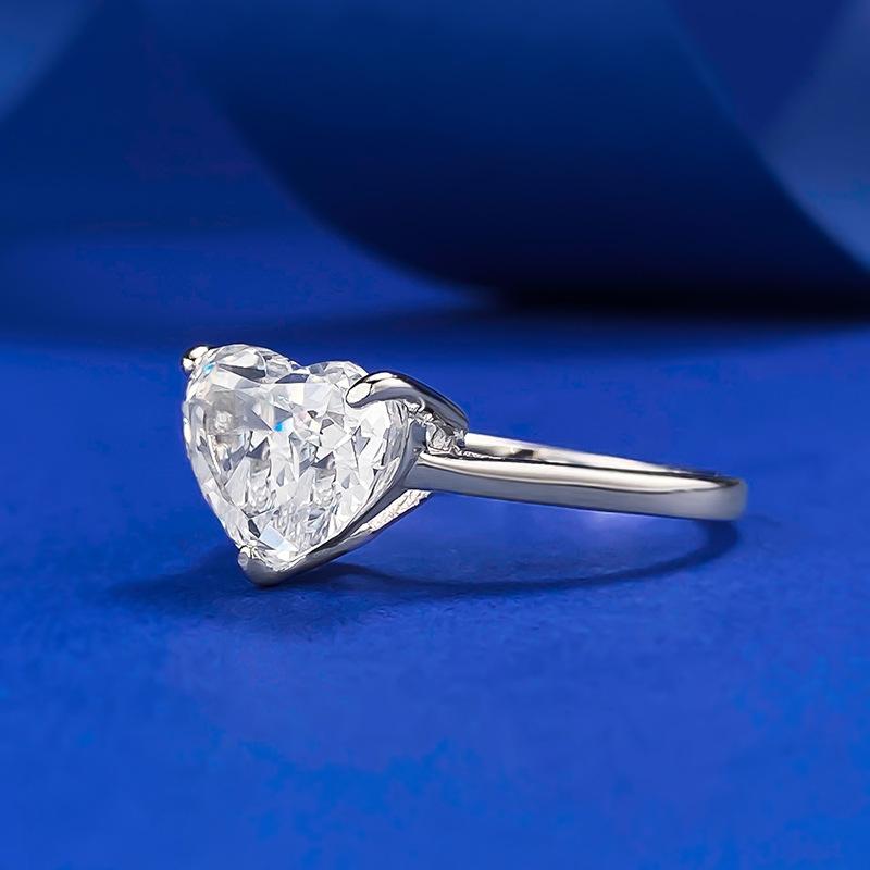 NO.085 S925 Sterling Silver Ice Flower Cut Fat Heart Ring 10*8mm 8A Cubic Zirconia Ring - Elegant Luxury Wedding Ring for Daily Life and Engagements fashion jewelry accessory woman girl promise ring Springtok