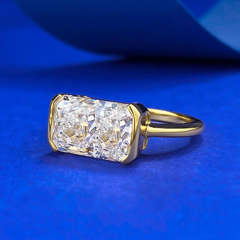 NO.013 S925 Sterling Silver Ice Flower cut rectangular ring 7*11mm 8A cubic zirconia ring fashion jewelry accessory woman girl promise ring Springtok