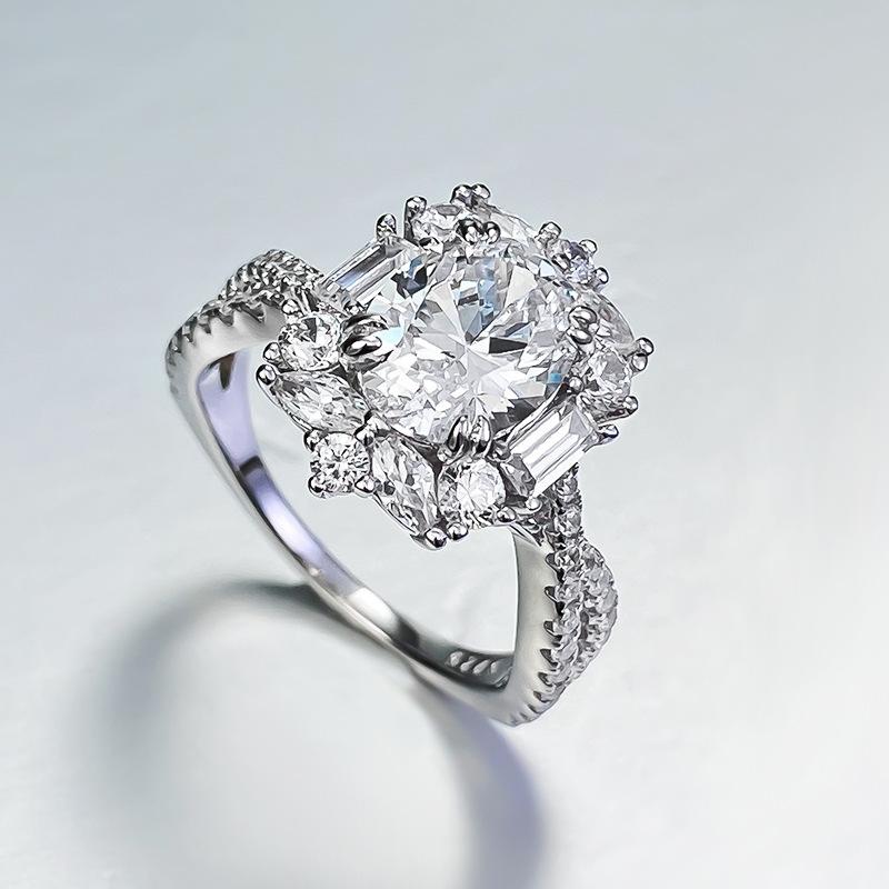 NO.057 S925 sterling silver oval cut ring 7*9mm 6A cubic zirconia ring fashion jewelry accessory woman girl promise ring Springtok